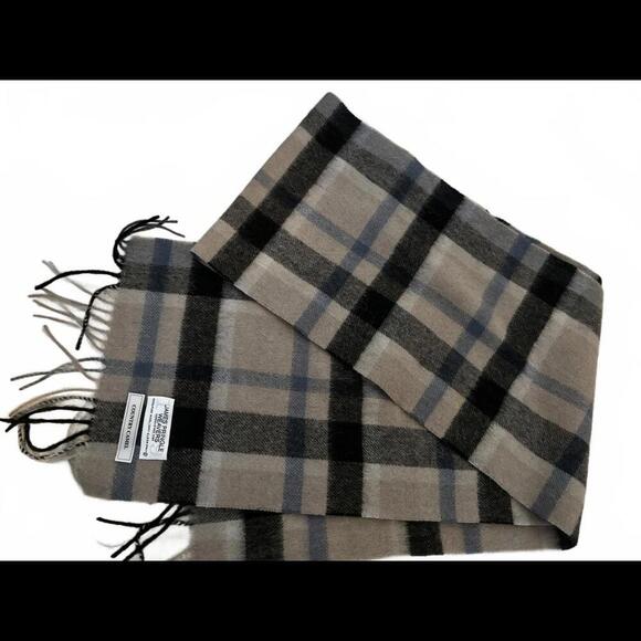 BNWOT James Pringle Country Camel Plaid Scarf 100% Wool - Picture 2 of 3
